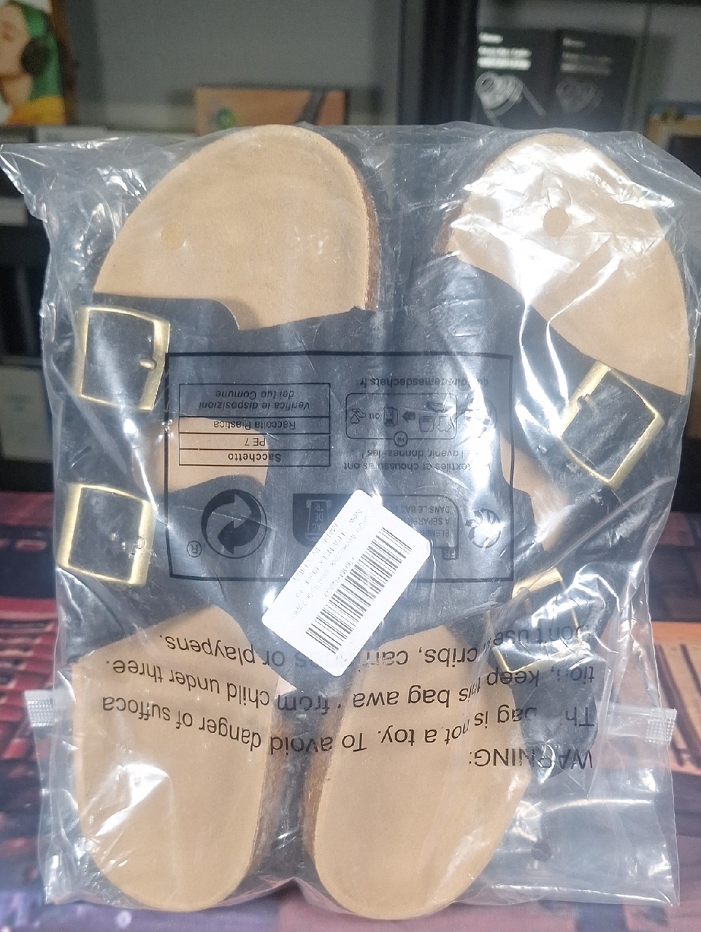 Black Sandal Slides Size 8